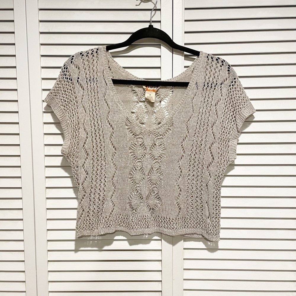 Mudd juniors open knit cropped sweater